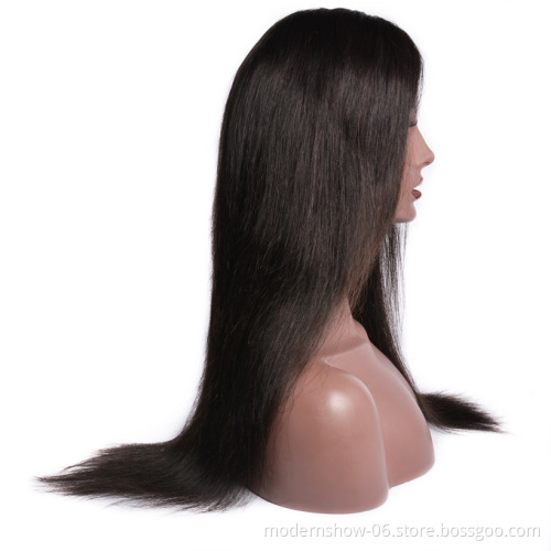 100% Unprocessed Virgin Silky Straight Human Hair Wigs Raw Cuticle Aligned Brazilian Hair 4*4 Lace Closure Wig For Women